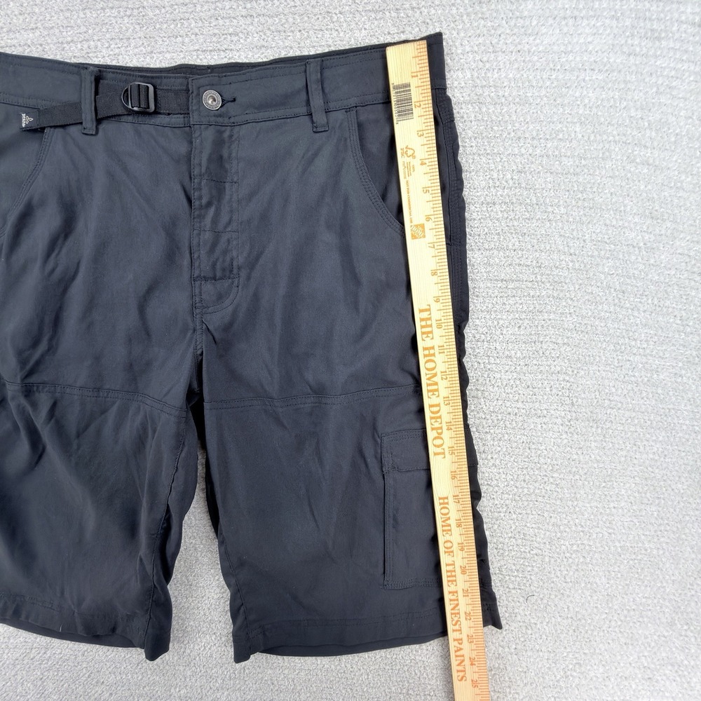 prAna Stretch Zion Cargo Shorts Mens Large Black Hiking Outdoor Nylon Belted - Picture 7 of 8